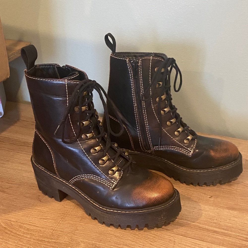 Madden Girl Black and Brown Combat Boots